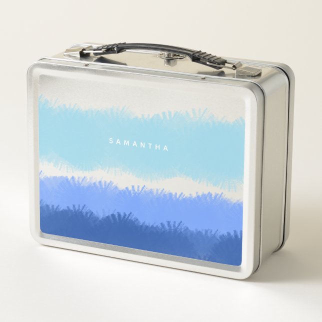 Lunch Box Aquarelle Abstraite moderne tons bleus (Dos)