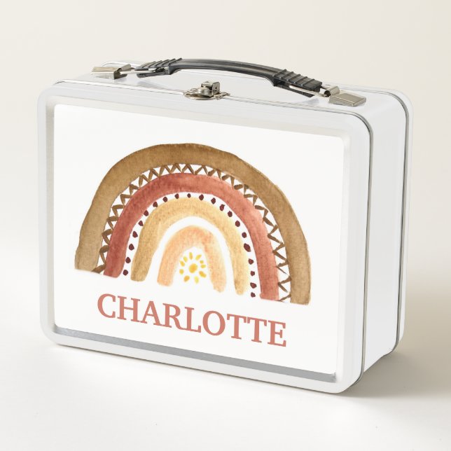 Lunch Box Aquarelle Boho Pastel Enfants Girl Arc-en-ciel (Devant)