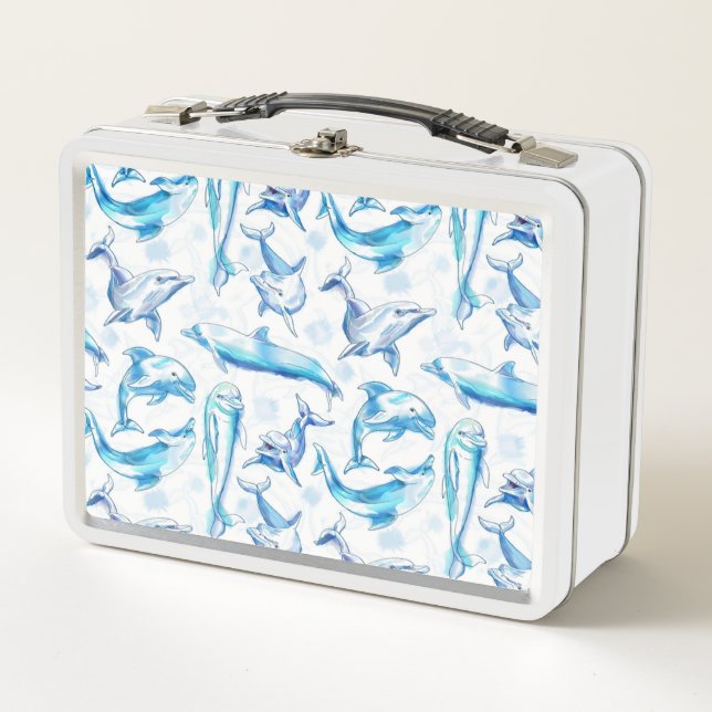 Lunch Box aquarelle dauphin poisson sans soudure motif, daup (Devant)
