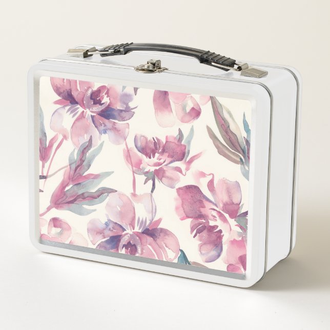 Lunch Box Aquarelle de pivoines : arrière - plan floral tran (Devant)