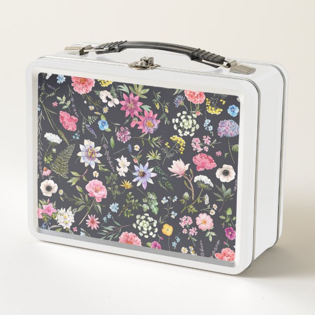Lunch Box Aquarelle Florale : Motif d'été doux. (Devant)