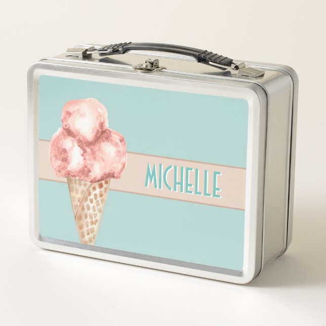 Lunch Box Aquarelle glace style Vintage Personnalisé (Devant)