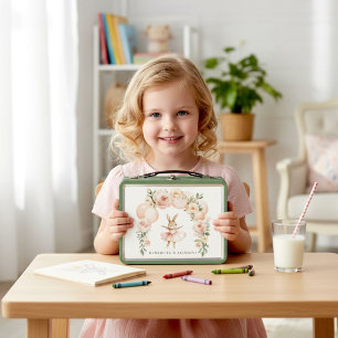 Lunch Box Aquarelle Lapin Ballerine Arche Florale Métal Repa