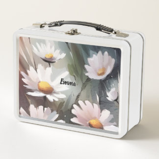 Lunch Box Aquarelle marguerite mignonne motif floral Nom per