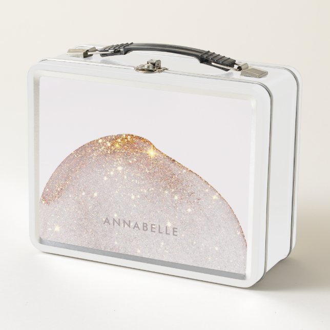 Lunch Box Aquarelle moderne en or girly formes simple élégan (Devant)