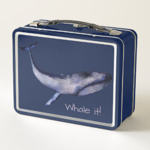 Lunch Box Aquarelle personnalisée Baleine bleue