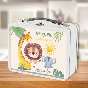 Lunch Box Aquarelle personnalisée Safari Animaux