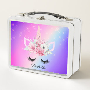 Lunch Box Aquarelle personnalisée Unicorne Floral