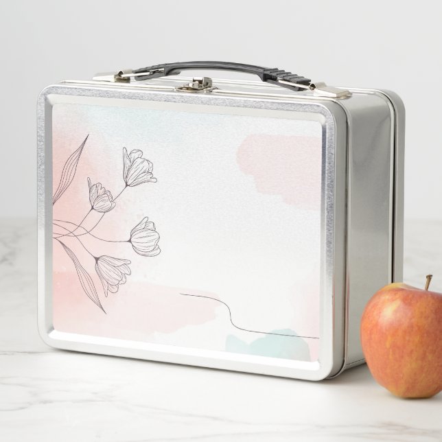 Lunch Box Aquarelle rose romantique (En situation)