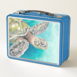 Lunch Box Aquarelle verte de la tortue marine