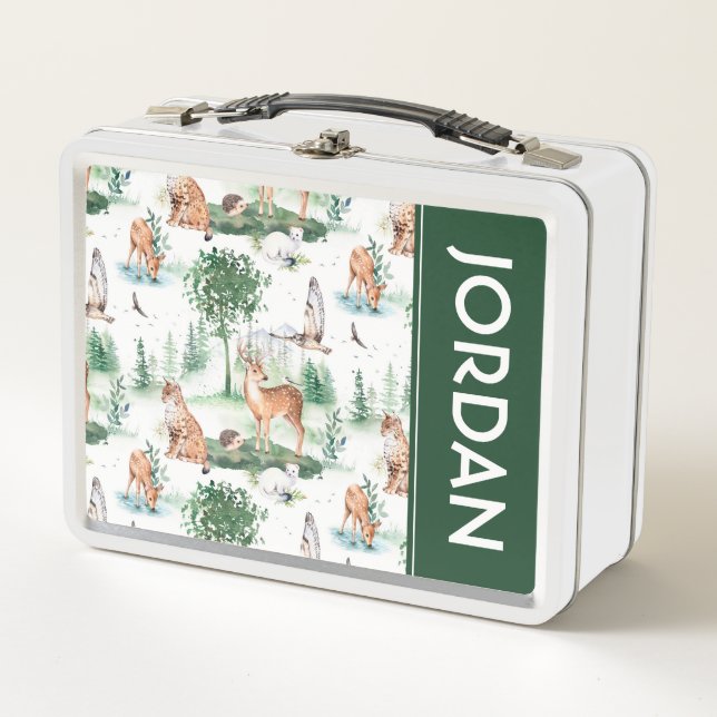 Lunch Box Aquarelle Woodland Baby Motif animal (Devant)