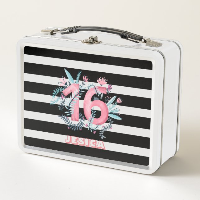 Lunch Box Aquarelles Fleurs Et Numéros (Devant)