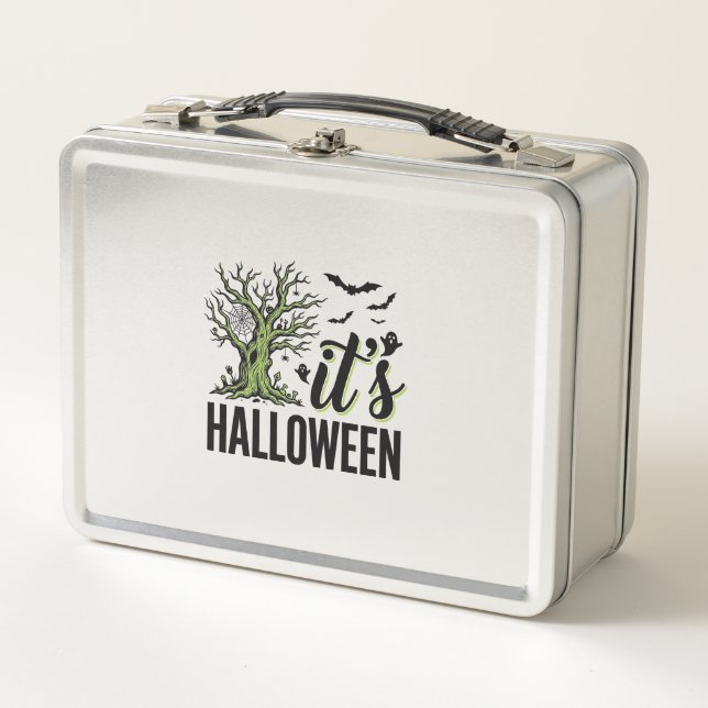 Lunch Box Arbre d'Halloween C'est Halloween Vintage Épouvant (Devant)