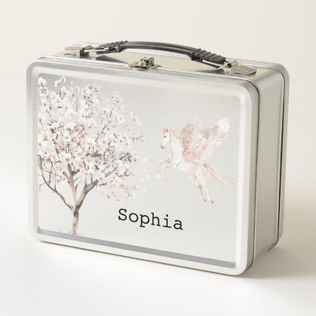 Lunch Box Arbre rose Floral Unicorne Pegasus (Devant)