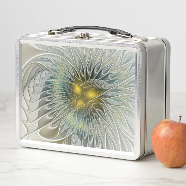 Lunch Box Argent d'or Imaginaire Fractal abstrait Art (En situation)