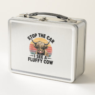 Lunch Box Arrêtez La Voiture Je Vois Fluffy Funny Cow Retro 