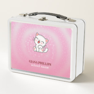 Lunch Box Arrière - plan blanc rose chat
