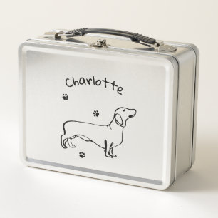 Lunch Box Art Dachshund Minimaliste - Votre texte, votre sty