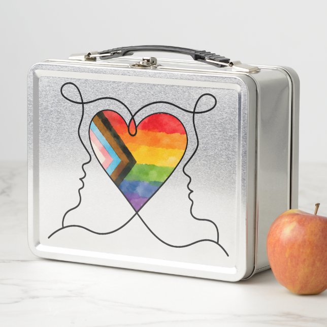 Lunch Box Art de ligne de cœur de fierté de progrès (En situation)