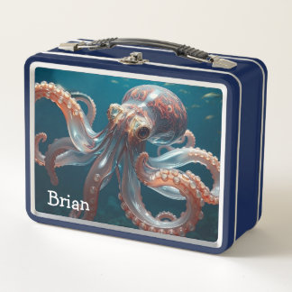 Lunch Box Art de pieuvre en verre irisé | Personnalisé