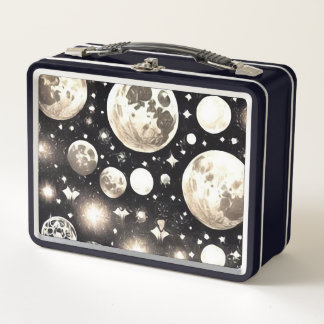 Lunch Box Art Déco Surréaliste Rétro Lunes Peintes