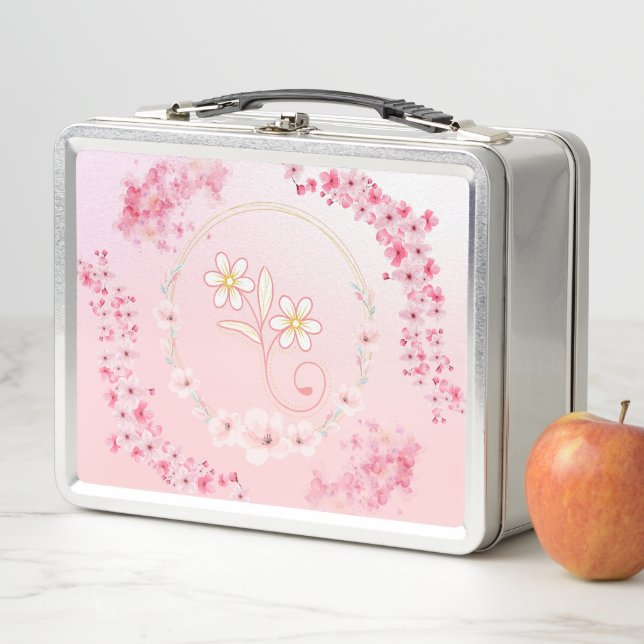 Lunch Box Art Floral rose, Fleur de printemps fraîche (En situation)