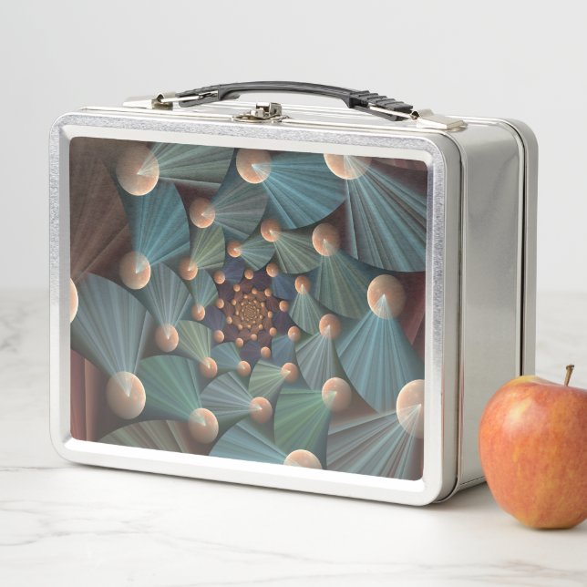 Lunch Box Art Fractal Abstrait Avec Profondeur Bleu Brown Ar (En situation)