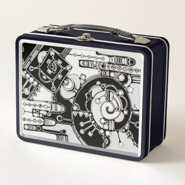Lunch Box Art Géométrique Noir Et Blanc 4 (Devant)