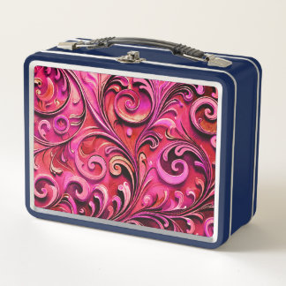 Lunch Box Art Nouveau floral design Rusty Rose
