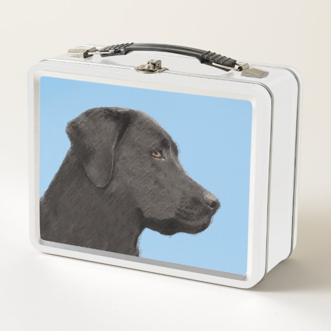 Lunch Box Art original de chien de peintre noir de Labrador  (Devant)