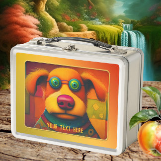 Lunch Box Artiste coloré drôle chien