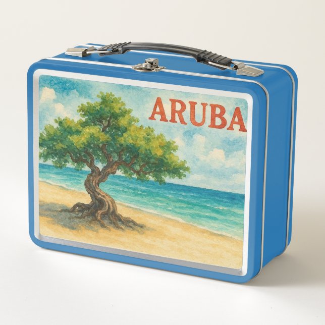 Lunch Box Aruba Divi Tree Eagle Beach aquarelle (Devant)