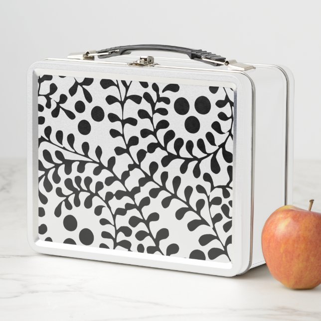 Lunch Box Assez orné impression noir et blanc (En situation)
