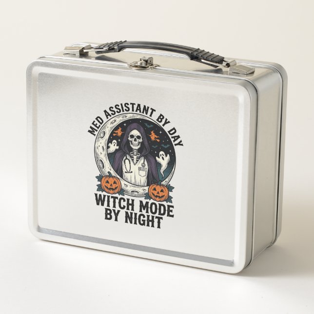 Lunch Box Assistant médical Sorcière d'Halloween Gravure Vin (Devant)