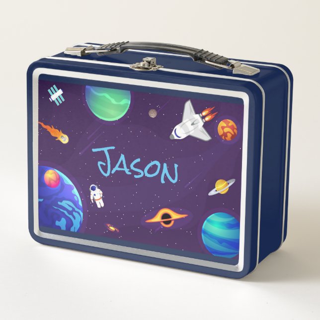 Lunch Box Astronaut Planètes spatiales Ajouter le nom de l'é (Devant)