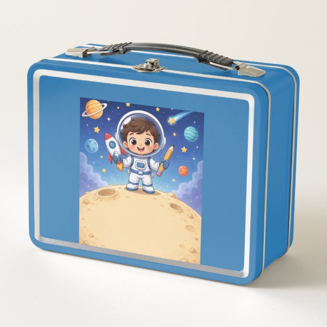 Lunch Box Astronaute enfant prêt à explorer le cahier scolai (Devant)