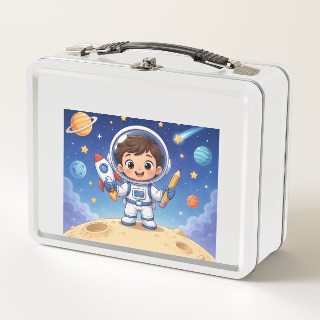 Lunch Box Astronaute enfant prêt à explorer le cahier scolai (Devant)