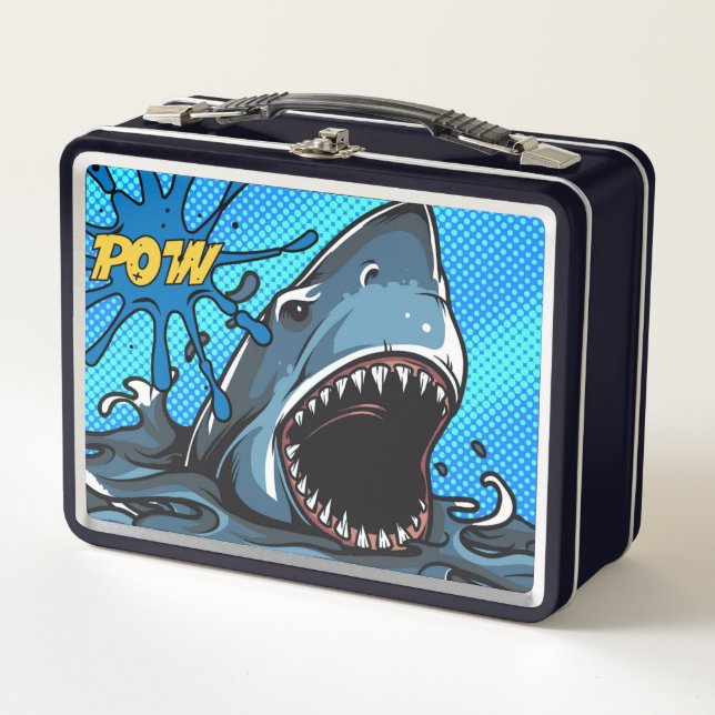 Lunch Box Attaque de requin POW Superhero Comic Water Splat (Devant)