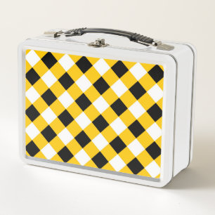 Lunch Box Automne Noir Jaune et blanc Plaid Motif