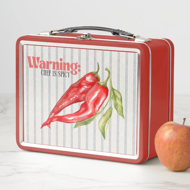 Lunch Box Avertissement Chef est Piment Rouge Cuisine d'Art (En situation)