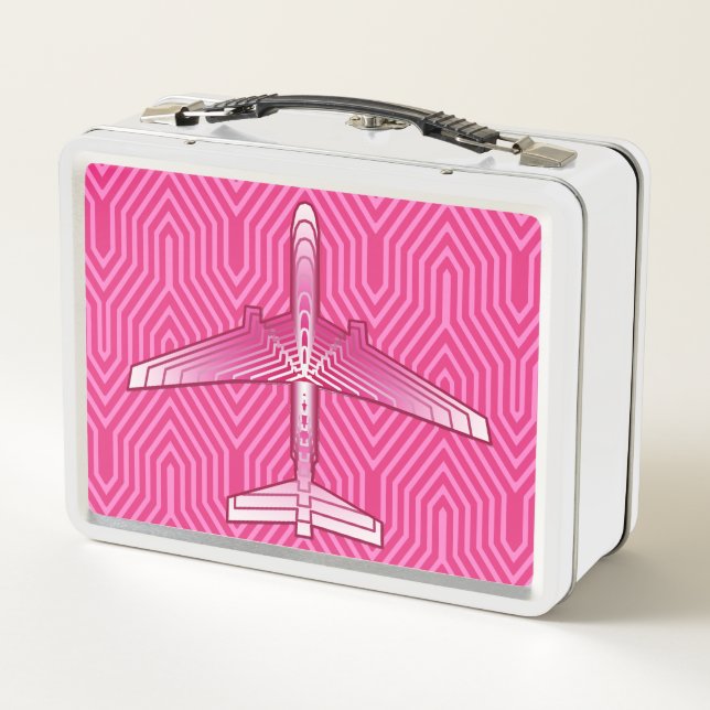Lunch Box Avion Art déco, Fuchsia et Pastel Pink (Dos)
