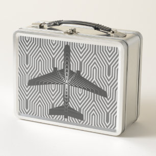 Lunch Box Avion d'art déco, graphite et gris argenté