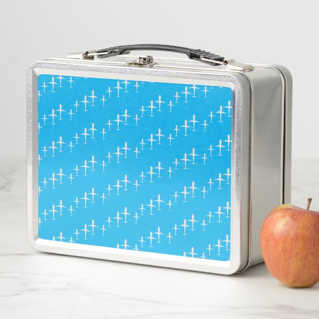Lunch Box Avions sur Sky Blue Motif (En situation)