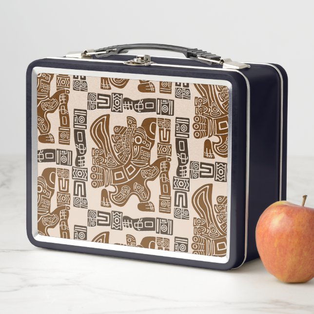 Lunch Box Aztec Eagle Guerrier Tribal Art antique (En situation)
