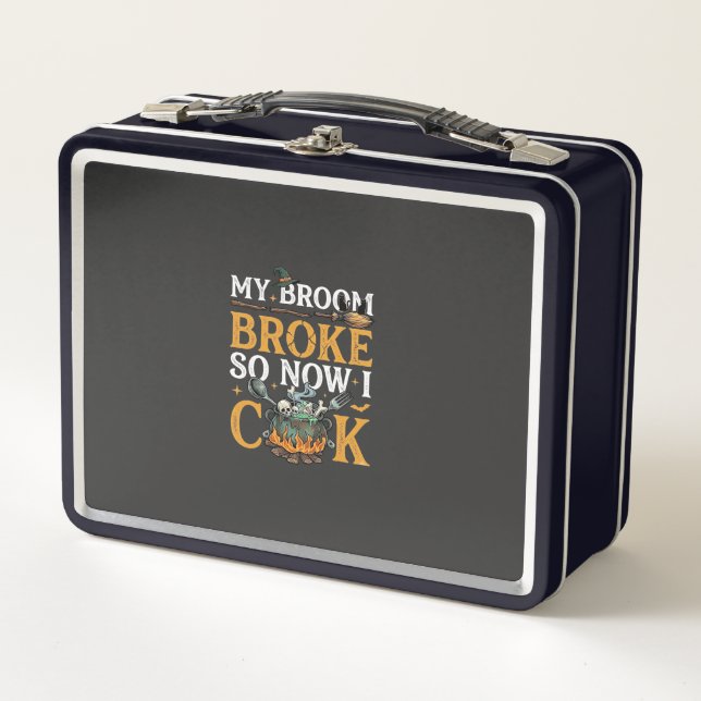 Lunch Box Balai Casse Chaudron Halloween Crânes Chat Noir_1 (Devant)