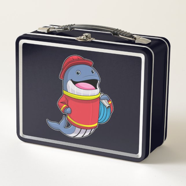 Lunch Box Baleine comme pompier avec tuyau (Devant)