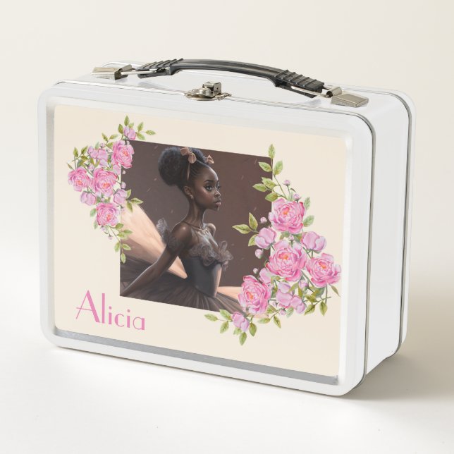 Lunch Box ballerine afro-américaine, fille qui aime le balle (Devant)