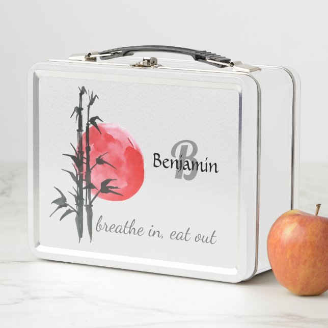 Lunch Box Bambous Sumi-e avec soleil rouge (En situation)