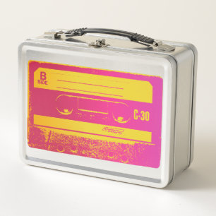 Lunch Box Bande de cassette rose et jaune rétro