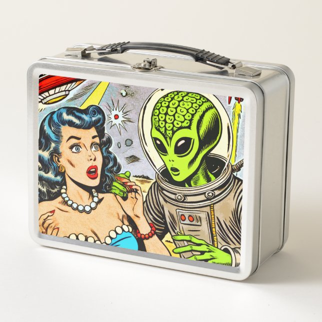 Lunch Box Bande dessinée de science fiction Alien rétro (Devant)